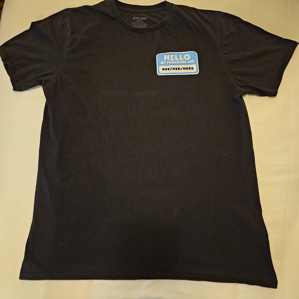 Attic Salt She Her Hers Pronoun Graphic Tee L